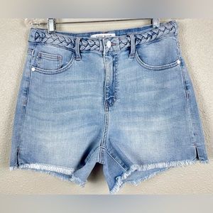 Judy Blue Braided Waist Denim Shorts Size Large
